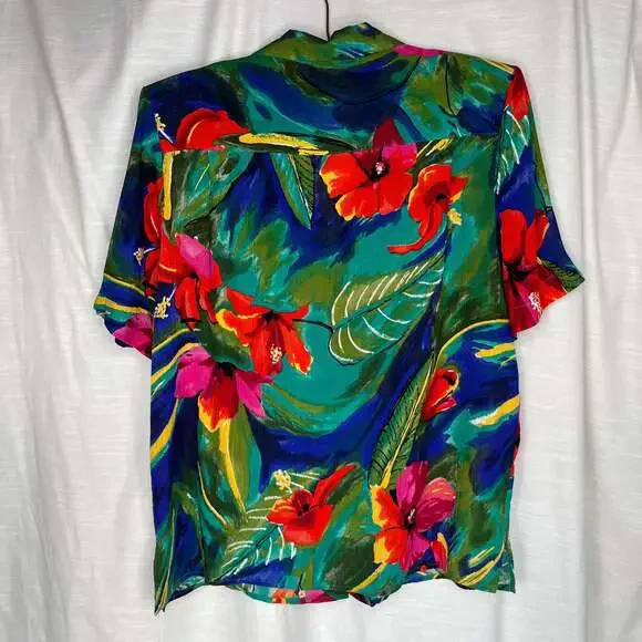 Vintage Alfred Dunner Petite Button Down Floral Hawaiian Shirt - Picture 4 of 4